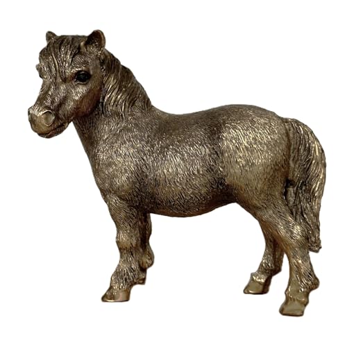 LEONARDO Shetland-Pony-Figur, Bronze-Effekt, bronzefarbene Reflections-Serie, goldfarbene Geschenkbox von LEONARDO HOME