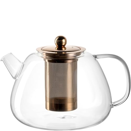 LEONARDO HOME Tè per Te Teekanne mit herausnehmbarem Siebeinsatz - Teekessel aus Glas mit Deckel und Griff - Hergestellt in Handarbeit - Inhalt 1,5 l - Spülmaschinengeeignet - 1 Teekrug klar, 077384 von LEONARDO HOME
