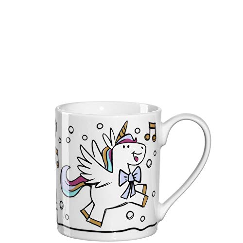 Leonardo Bambini Porzellan-Tasse Weihnachten 1 Stück, Kinder-Tasse mit Winter Einhorn-Motiv, spülmaschinengeeigneter Tee-Henkelbecher 215 ml 024961 von LEONARDO HOME