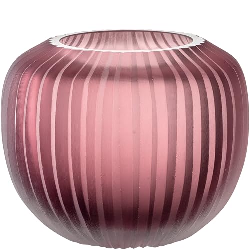 Leonardo Bellagio Kugelvase - Farbige Vase aus hochwertigem Glas mit Relief außen - Handarbeit - Höhe 10 cm, Durchmesser 11 cm - Berry, 036445 von LEONARDO HOME