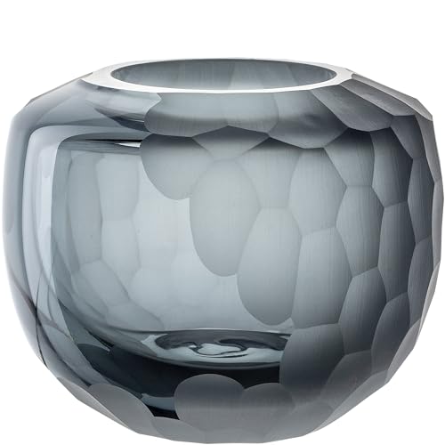 Leonardo Bellagio Tischvase - Vase aus hochwertigem Glas mit Struktur außen - Handarbeit - Höhe 10 cm, Durchmesser 11 cm - Anthrazit, 036444 von LEONARDO HOME