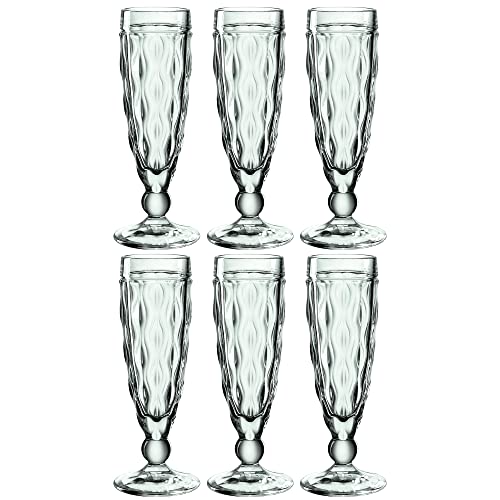 Leonardo Brindisi Sekt-Gläser 6er Set, spülmaschinenfeste Prosecco-Kelche, Champagner-Glas mit Facettenschliff, Kelchgläser grün, 140 ml, 021608 von LEONARDO HOME