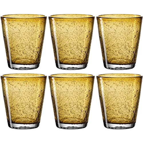 Leonardo Burano Trink-Gläser 6er Set, handgefertigte Wasser-Gläser, spülmaschinengeeignete Gläser, bunte Trink-Becher aus Glas gelb 330ml, 034762 von LEONARDO HOME