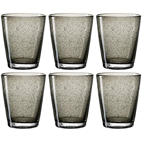Leonardo Burano Trink-Gläser 6er Set, handgefertigte Wasser-Gläser, spülmaschinengeeignete Gläser, bunte Trink-Becher aus Glas grau 330ml, 034760 von LEONARDO HOME