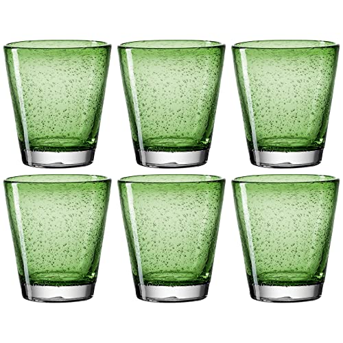 Leonardo Burano Trink-Gläser 6er Set, handgefertigte Wasser-Gläser, spülmaschinengeeignete Gläser, bunte Trink-Becher aus Glas grün 330ml, 034757 von LEONARDO HOME