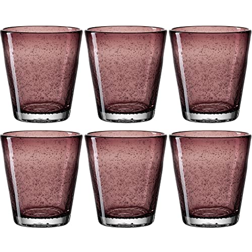 Leonardo Burano Trink-Gläser 6er Set, handgefertigte Wasser-Gläser, spülmaschinengeeignete Gläser, bunte Trink-Becher aus Glas lila 330ml, 034761 von LEONARDO HOME