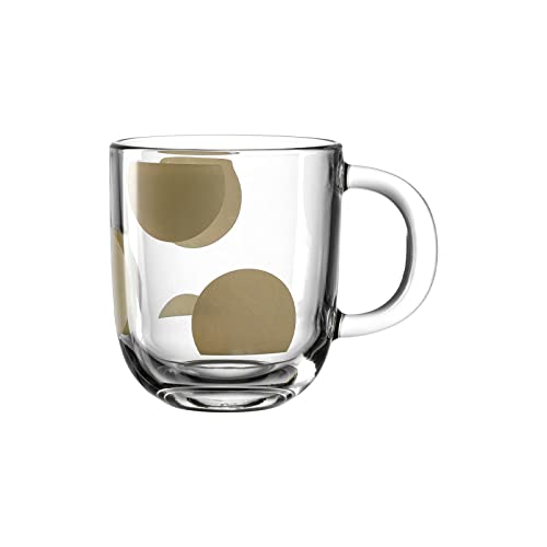 Leonardo Candela Geschenk Tasse 'Punkte', 1 Stück, spülmaschinengeeignete Glas-Tasse, Tee-Tasse mit goldenem Motiv, Weihnachten, 400 ml, 037334 von LEONARDO HOME