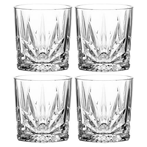 Leonardo Capri Trink-Gläser, 4er Set, spülmaschinenfeste Saft-Gläser mit Relief, Facetten-Schliff Wasser-Glas, Trink-Becher aus Glas, 220 ml, 022773 von LEONARDO HOME
