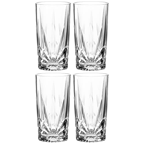 Leonardo Capri Trink-Gläser 4er Set, spülmaschinenfeste Saft-Gläser mit Relief Facetten-Schliff, XL Wasser-Glas, Glas Trink-Becher groß, 530 ml 022778 von LEONARDO HOME