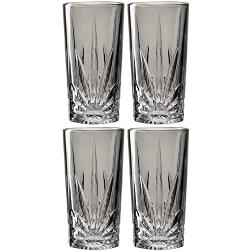Leonardo Capri Trink-Gläser 4er Set grau, spülmaschinenfeste Saft-Gläser mit Relief Facetten-Schliff, bunte Wasser-Gläser, Glas-Becher, 220 ml, 022358 von LEONARDO HOME