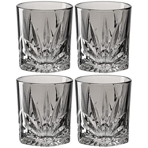 Leonardo Capri Trink-Gläser 4er Set grau, spülmaschinenfeste Saft-Gläser mit Relief Facetten-Schliff, bunte Wasser-Gläser, Glas-Becher, 220 ml, 022358 von LEONARDO HOME