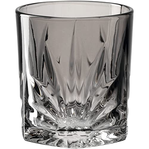 Leonardo Capri Trink-Glas 1 Stück grau, spülmaschinenfestes Saft-Glas mit Relief Facetten-Schliff, buntes Wasser-Glas, Becher aus Glas, 330 ml 022359 von LEONARDO HOME