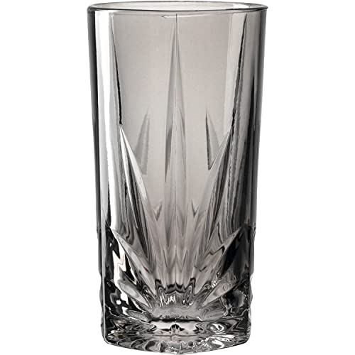 Leonardo Capri Trink-Glas 1 Stück grau, spülmaschinenfestes Saft-Glas mit Relief Facetten-Schliff XL Wasser-Glas, bunter Becher aus Glas 530 ml 022361 von LEONARDO HOME