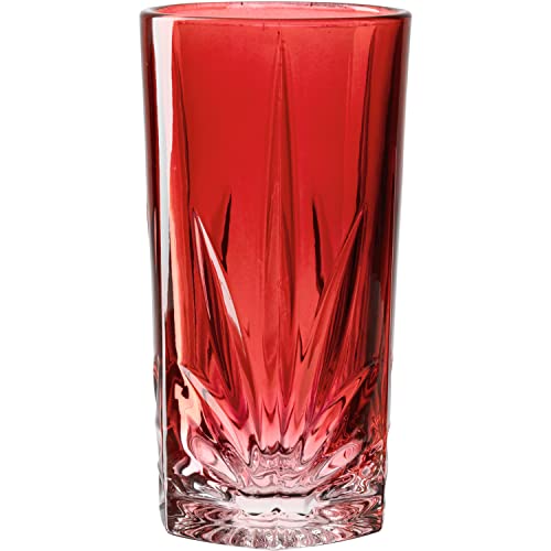 Leonardo Capri Trink-Glas 1 Stück rot, spülmaschinenfestes Saft-Glas mit Relief Facetten-Schliff, buntes Wasser-Glas, Becher aus Glas, 390 ml 022364 von LEONARDO HOME