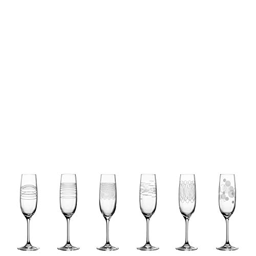 Leonardo Casella Sekt-Gläser 6er Set, Prosecco-Glas mit Mustern, spülmaschinengeeignete Sektkelche, stoßfeste Champagner-Gläser, 190 ml, 061798 von LEONARDO HOME