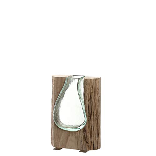 Leonardo Casolare, Deko-Vase aus Holz und Glas, handgefertigte, rustikale Tischvase in modernem Country-Style, Unikat, Höhe: 20,4 cm, 038508, 1 Stück von LEONARDO HOME