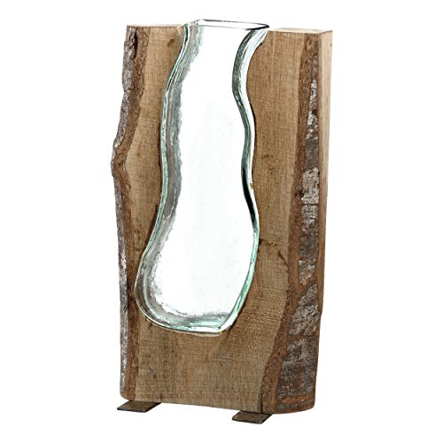 Leonardo Casolare, Deko-Vase aus Holz und Glas, handgefertigte, rustikale Tischvase in modernem Country-Style, Unikat, Höhe: 36 cm, 038510, 1 Stück von LEONARDO HOME