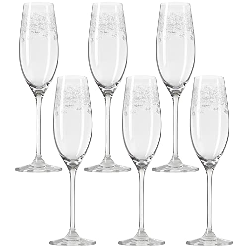 Leonardo Chateau Sekt-Gläser 6er Set, spülmaschinenfeste Prosecco-Gläser, Sekt-Kelch mit gezogenem Stiel, Sekt-Glas mit Gravur, 200 ml, 035302 von LEONARDO HOME