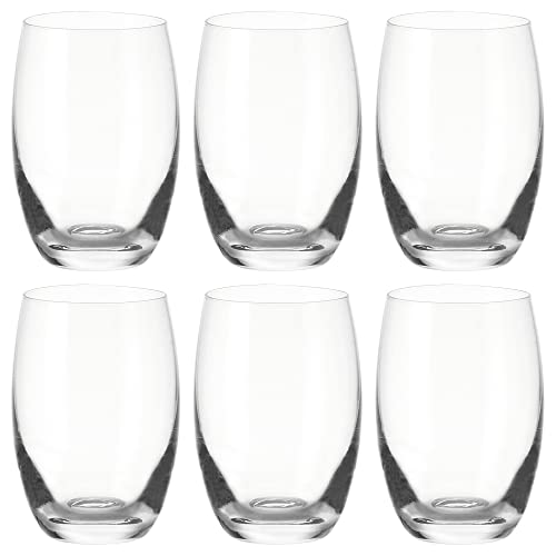 Leonardo Cheers Trink-Gläser 6er Set, spülmaschinenfeste Wasser-Gläser, Trink-Becher aus Glas, Getränke-Set, Saft-Gläser, Höhe 12,5 cm, 460 ml, 060413 von LEONARDO HOME
