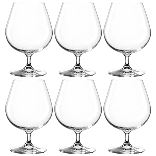 Leonardo Ciao+ Cognac-Gläser, 6er Set, Cognac-Schwenker mit gezogenem Stiel, spülmaschinenfeste Weinbrand-Gläser, 6 Stück, 400 ml, 061454 von LEONARDO HOME