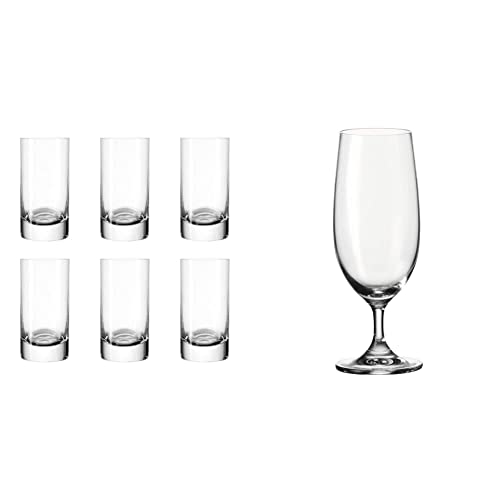 Leonardo Easy+ Schnaps-Gläser, 6er Set, 5 cl, 50 ml, 039615 & Leonardo Daily Bier-Gläser, Tulpe mit Stiel, spülmaschinenfeste Bier-Gläser, 360 ml, 6 Stück von LEONARDO HOME