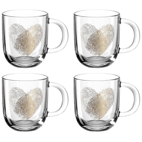 LEONARDO HOME 046449 EMOZIONE Tasse 400 ml mehrfarbig Fingerabdruckherz 4er-Set, Glas, Klar von LEONARDO HOME