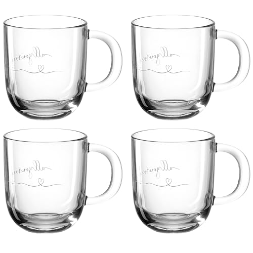 LEONARDO HOME 046451 EMOZIONE Tasse 400 ml mehrfarbig 'allyouneedislove' 4er-Set, Glas, klar von LEONARDO HOME