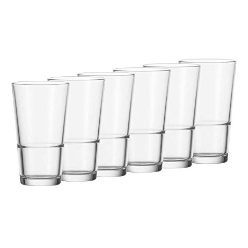 Leonardo Event Trink-Gläser, 6er Set, spülmaschinenfeste Longdrink-Gläser, Trink-Becher aus Glas im klassischen Stil, Getränke-Set, 315 ml, 010899 von LEONARDO HOME