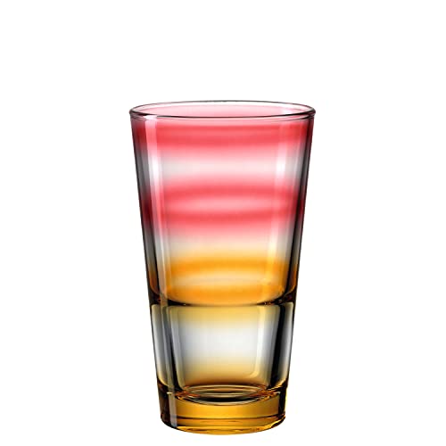 Leonardo Event Trink-Glas 1 Stück, spülmaschinenfestes Longdrink-Glas, bunter Trink-Becher aus Glas, stapelbares Saftglas, rot gelb, 315 ml 023778 von LEONARDO HOME