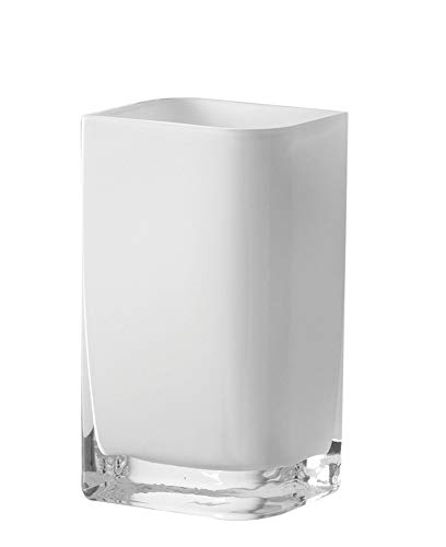 Leonardo Lucca moderne Tisch-Vase aus Glas, handgefertigte Kasten-Vase, modernes Glas-Tischlicht, rechteckige Deko-Vase aus Farbglas in weiß, 11 x 20 x 9,5 cm (BxHxT), 065955 von LEONARDO HOME