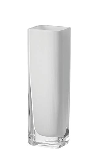 Leonardo Lucca moderne Tisch-Vase aus Glas, handgefertigte Solifleur-Vase, schmale rechteckige Blumen-Vase aus Farbglas in weiß, Höhe 25 cm, 065954 von LEONARDO HOME