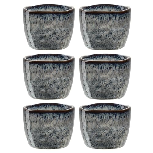 Leonardo Matera Eierbecher Set 6-teilig - Eier Becher aus Keramik - Durchmesser 5,2 cm, Höhe 4 cm - Einfach zu reinigen, spülmaschinenfest - 6er Set in anthrazit, 023045 von LEONARDO HOME