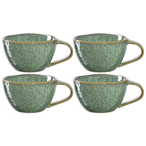 Leonardo Matera Kaffee-Tassen 4-er Set, spülmaschinengeeignete Keramik-Tasse, 4 mikrowellenfeste Becher, Tassen aus Steingut, grün 290 ml, 018589 von LEONARDO HOME