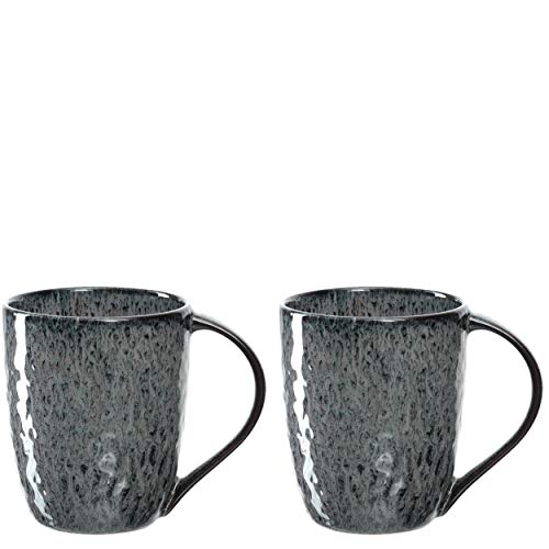 Leonardo Matera Keramik-Tassen 2-er Set, spülmaschinengeeignete Kaffee-Tassen, 2 mikrowellenfeste Tee-Tassen, Becher mit Glasur, grau 430 ml, 027002 von LEONARDO HOME
