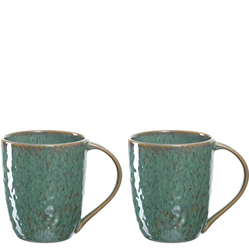 Leonardo Matera Keramik-Tassen 2-er Set, spülmaschinengeeignete Kaffee-Tassen, 2 mikrowellenfeste Tee-Tassen, Becher mit Glasur, grün 430 ml, 026991 von LEONARDO HOME