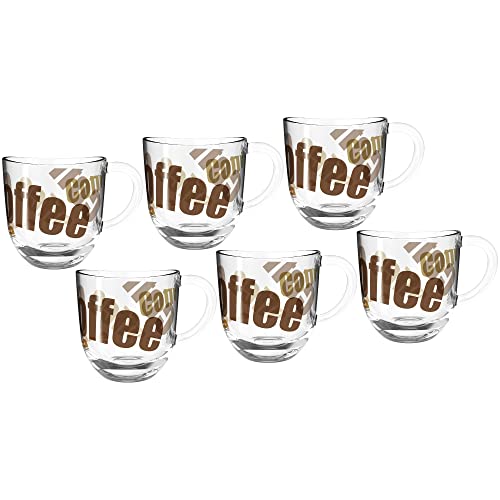 Leonardo Napoli Kaffee-Tassen 6er Set, spülmaschinengeeignete Kaffee-Becher mit Motiv, kleine Glas-Tasse mit Henkel, mikrowellenfest, 280 ml, 024235 von LEONARDO HOME