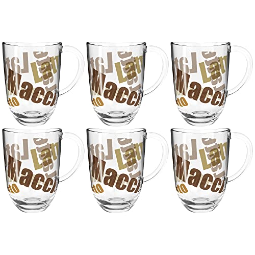 Leonardo Napoli Latte Macchiato-Tassen 6er Set, spülmaschinengeeignete Kaffee-Becher mit Motiv, Glas-Tasse mit Henkel, mikrowellenfest, 380 ml 024236 von LEONARDO HOME