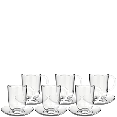 Leonardo Napoli Latte Macchiato-Tassen und Unterteller 12er Set, spülmaschinengeeignete Kaffee-Gläser mit passenden Untertassen, 380 ml 14 Ø 024215 von LEONARDO HOME