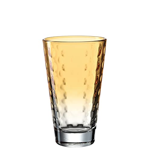 Leonardo Optic Trink-Glas, 1 Stück, spülmaschinenfestes Longdrink-Glas, bunter Trink-Becher aus Glas, Saft-Glas, gelb, 300 ml, 025903 von LEONARDO HOME