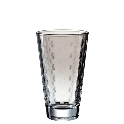 Leonardo Optic Trink-Glas, 1 Stück, spülmaschinenfestes Longdrink-Glas, bunter Trink-Becher aus Glas, Saft-Glas, grau, 300 ml, 025899 von LEONARDO HOME