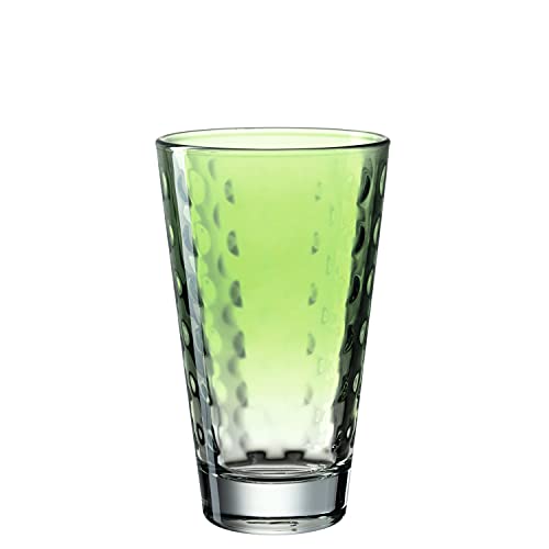 Leonardo Optic Trink-Glas, 1 Stück, spülmaschinenfestes Longdrink-Glas, bunter Trink-Becher aus Glas, Saft-Glas, grün, 300 ml, 025904 von LEONARDO HOME