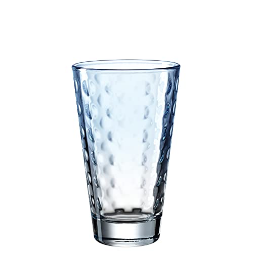 Leonardo Optic Trink-Glas, 1 Stück, spülmaschinenfestes Longdrink-Glas, bunter Trink-Becher aus Glas, Saft-Glas, hellblau 300 ml, 025900 von LEONARDO HOME