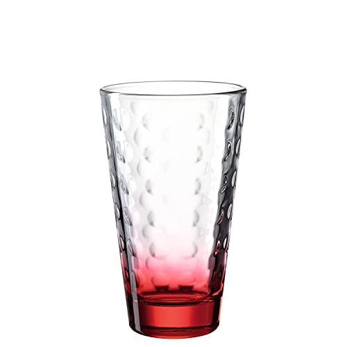 Leonardo Optic Trink-Glas, 1 Stück, spülmaschinenfestes Longdrink-Glas, bunter Trink-Becher aus Glas, Saft-Glas, rot, 300 ml, 025913 von LEONARDO HOME