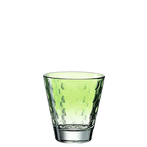 Leonardo Optic Trink-Glas, 1 Stück, spülmaschinenfestes Wasser-Glas, bunter Trink-Becher aus Glas, Saft-Glas, grün, 215 ml, 025898 von LEONARDO HOME