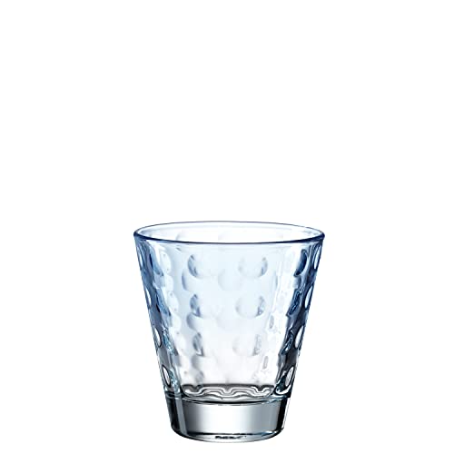 Leonardo Optic Trink-Glas, 1 Stück, spülmaschinenfestes Wasser-Glas, bunter Trink-Becher aus Glas, Saft-Glas, hellblau, 215 ml, 025894 von LEONARDO HOME