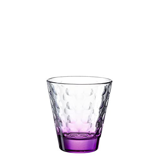 Leonardo Optic Trink-Glas, 1 Stück, spülmaschinenfestes Wasser-Glas, bunter Trink-Becher aus Glas, Saft-Glas, lila, 215 ml, 025921 von LEONARDO HOME