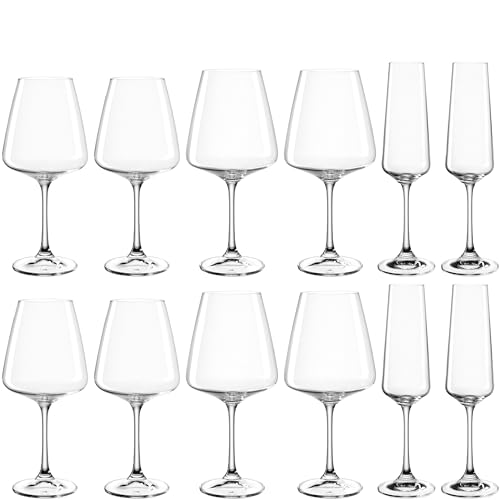 Leonardo Paladino Kelch-Glas Set, 12er Set, Weißwein-, Rotwein- und Sekt-Gläser, spülmaschinenfeste Kelch-Gläser, Sekt- und Weingläser-Set, 066313 von LEONARDO HOME