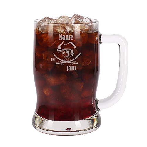 Leonardo Rum Glas Krug - Pirat - mit Gratis Gravur des Namens u. Geburtsjahr 0,5l von LEONARDO HOME