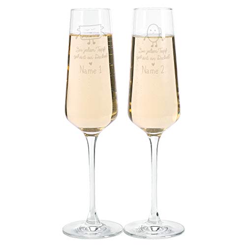 Leonardo Sektgläser zur Hochzeit mit Gravur - Topf & Deckel - ein humorvolles Hochzeitsgeschenk von LEONARDO HOME