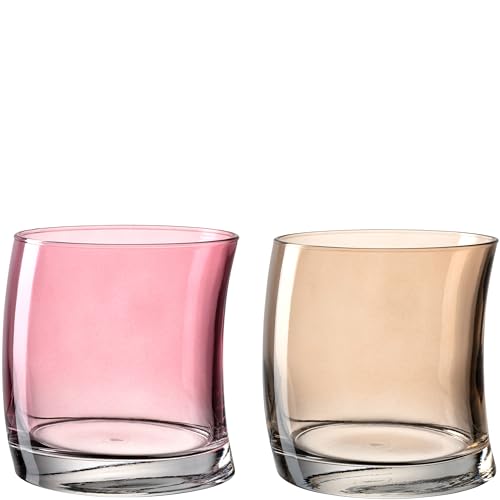 Leonardo Swing Wasserglas 12er Set, spülmaschinenfeste Trink-Gläser Set, Saftglas in geschwungener Form, rot/beige, 250ml, 70701 von LEONARDO HOME